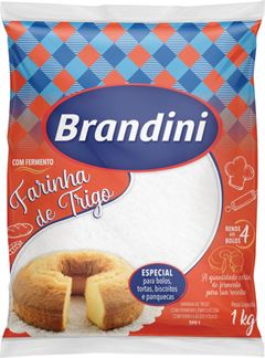 Farinha De Trigo Brandini 1Kg Com  Fermento Plático