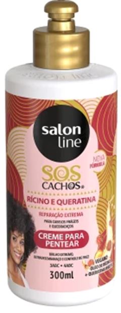 Creme Para Pentear Salon Line Sos Cachos Ricino E Queratina 300Ml