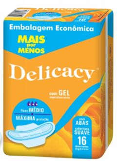 Absorventes Cobertura Suave Com  Abas Delicacy 16Un
