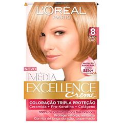 TINTURA IMÉDIA EXCELLANCE LORÉAL 8 LOURO CLARO 12ML/70ML/47G/40ML