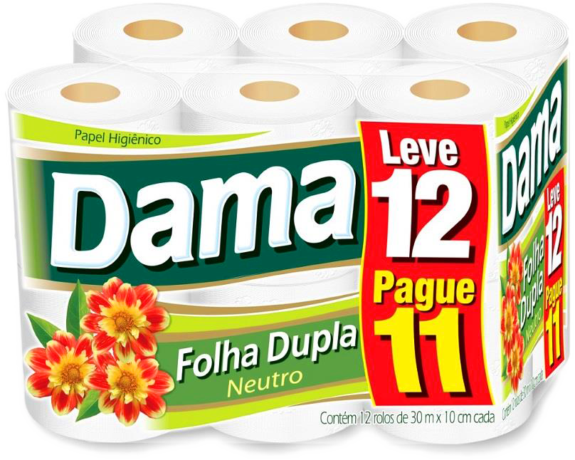 Papel Higiênico Folha Dupla Dama L12P11 30M Neutro